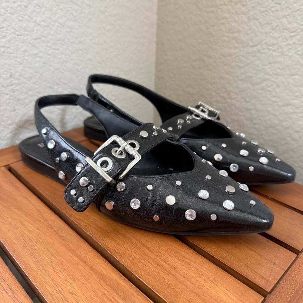 Mix no. 6 studded black flats/mules. Size 7.5